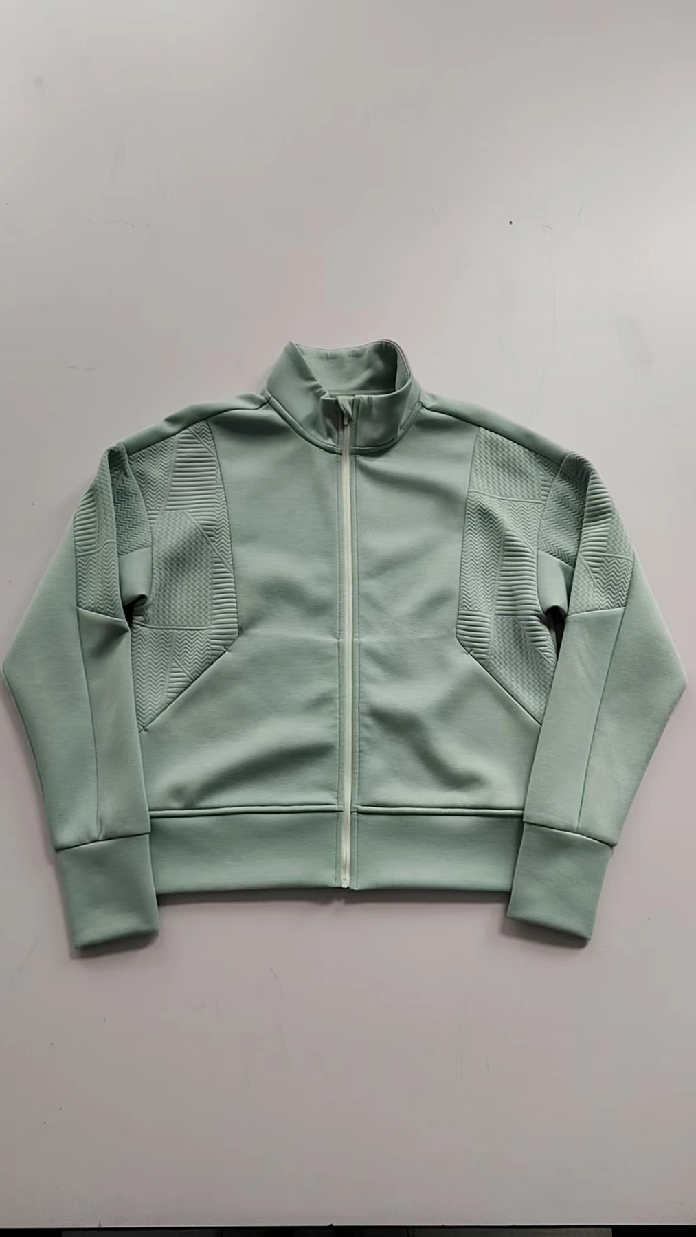 Stand-collar zip-through jacket, actual sample · front